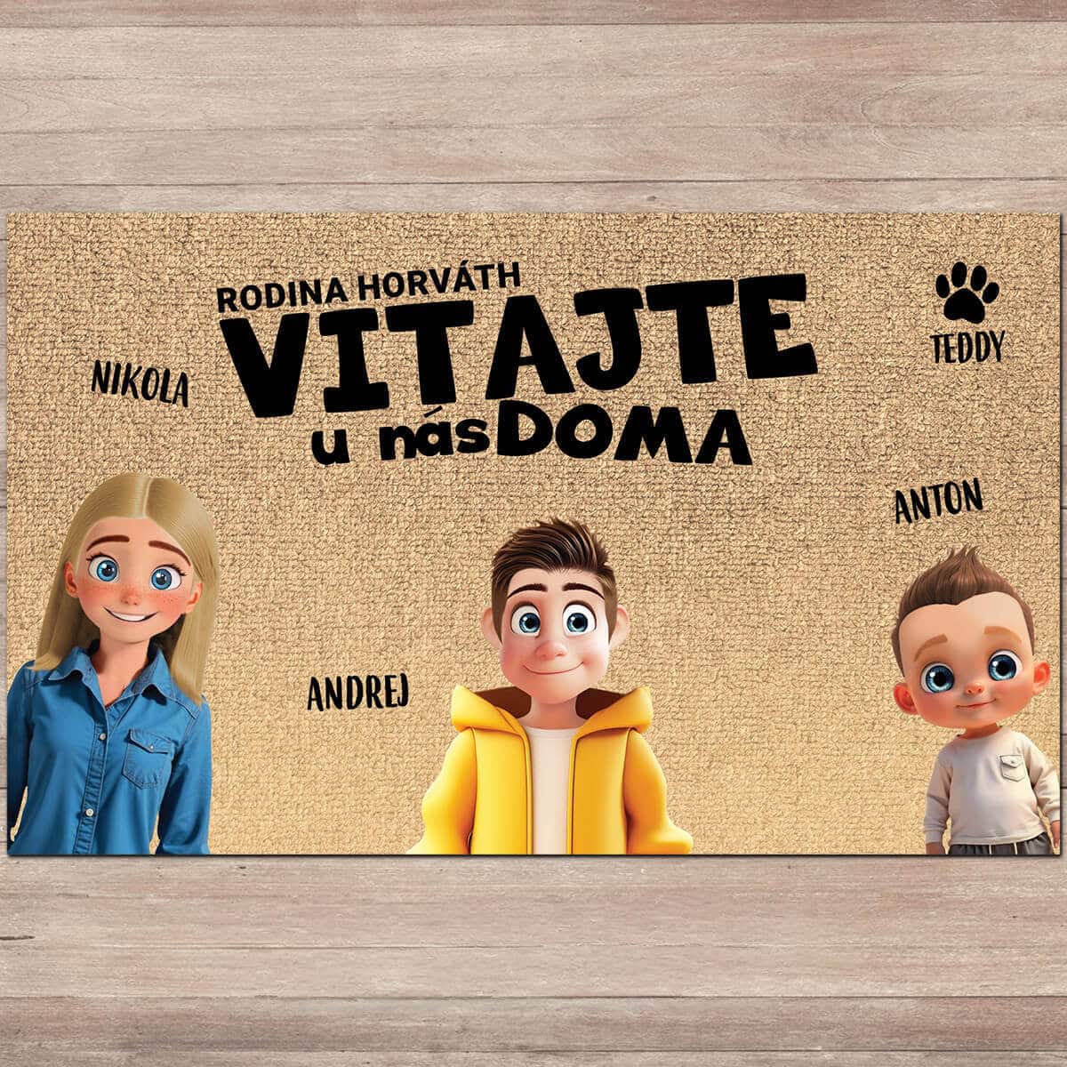 Personalizovaná rohožka - Kreslená rodinka