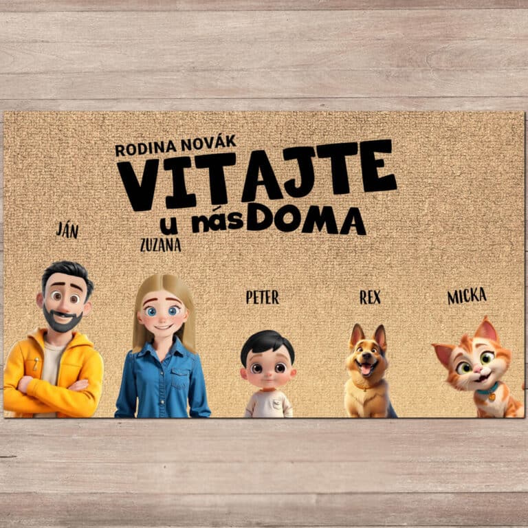 Personalizovaná rohožka - Kreslená rodinka