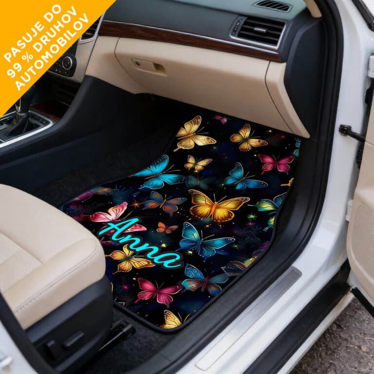 Personalizované rohože do auta s motýľmi – s vaším menom