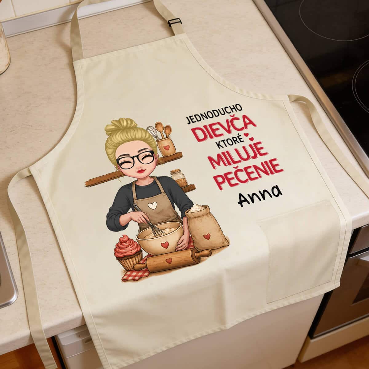 Personalizovaná zástera - Jednoducho dievča, ktoré miluje pečenie